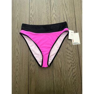 NWT Sports Illustrated Womens Swim Banded High Waist Bikini Bottom High Leg Pink